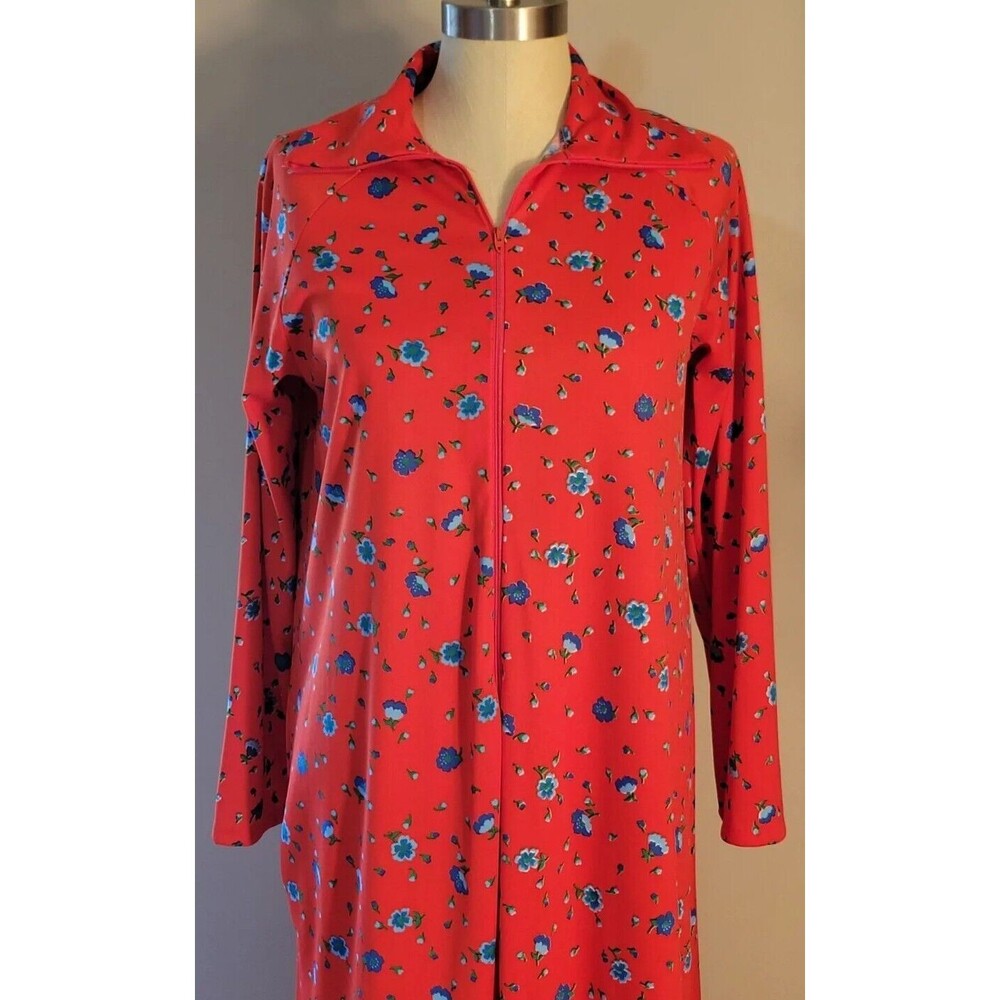 Vtg 60s 70s Grannycore  Full Zip Maxi Robe Housecoat by Elaine Sklar  Size S